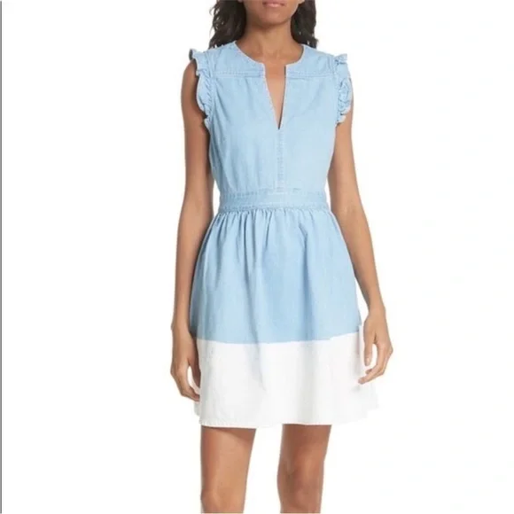Kate Spade • Blue Cream Dip Dye Denim Dress - Picture 3 of 12